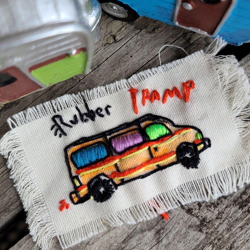 Rubber Tramp Embroidery Original Art Patch